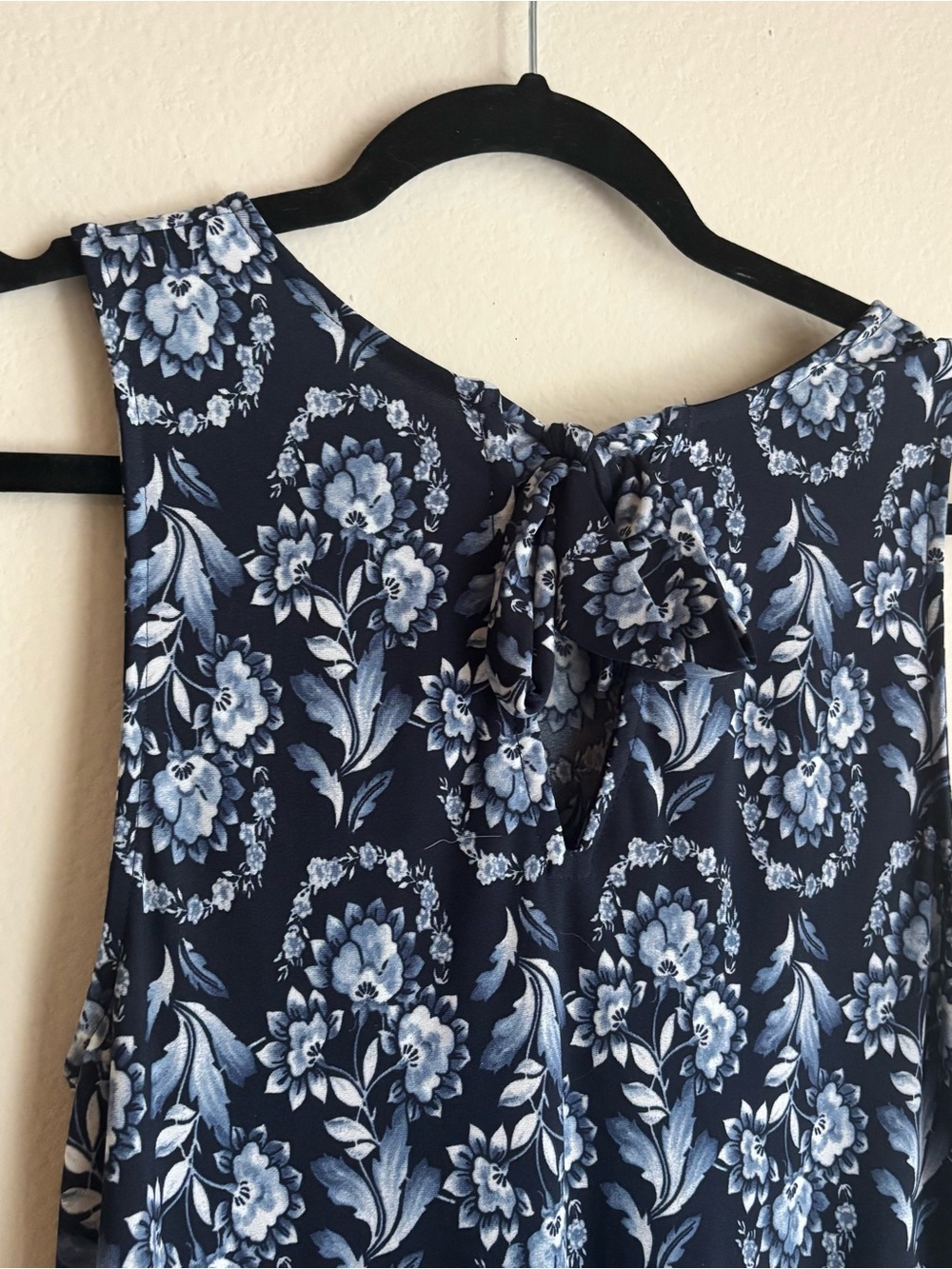 LOFT Black Blue Floral Sleeveless Knee Length Dress Size Small - Picture 6 of 9